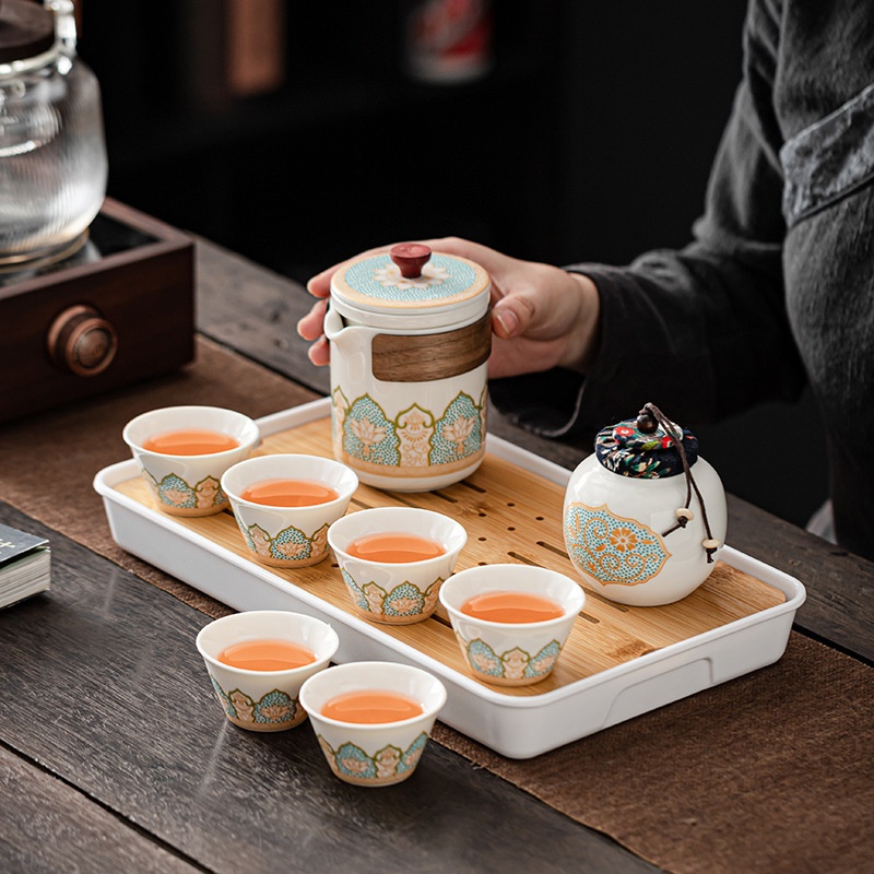 旅行茶具户外功夫茶具套装泡茶壶便携陶瓷快客杯茶盘商务礼品logo