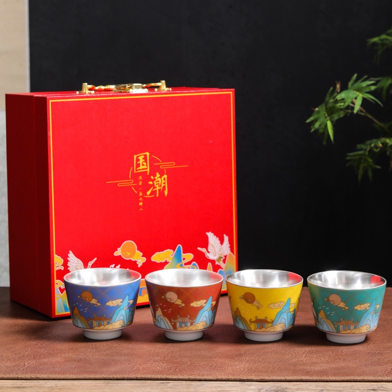 鎏银茶杯纯银内胆主人杯单杯陶瓷杯子品茗杯节日商务礼品国潮礼盒